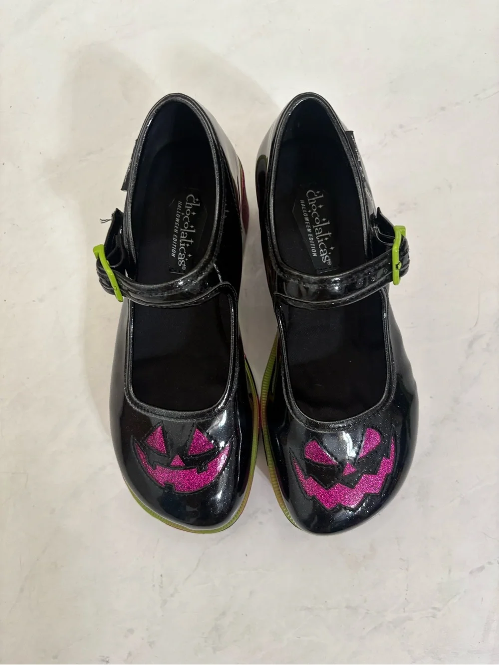 Hot Chocolate Design Sz 5 Black Green Toxic Halloween Sparkle Platform Mary Jane